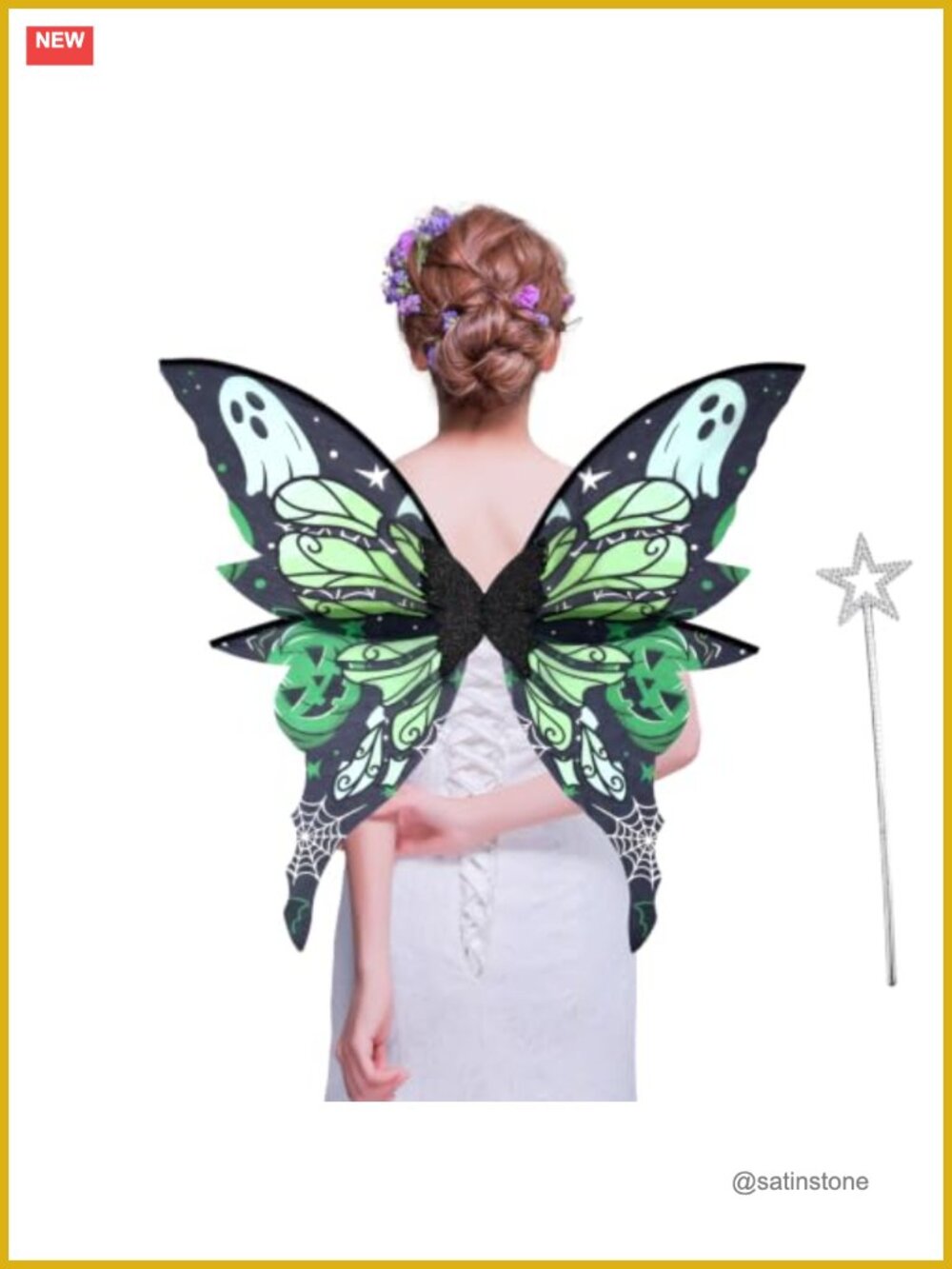 Fairy Wings Costume Set Organza Butterfly Wings Magic Wand Halloween Party